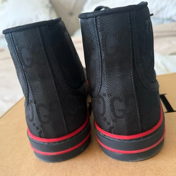 Gucci | Mens Off the grid High Tops Black and Red Tennis 1977 Sneakers - Picture 4 of 10